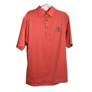 FootJoy Mens Short Sleeve Golf Polo Shirt Size M Orange Stretch Athletic Patch